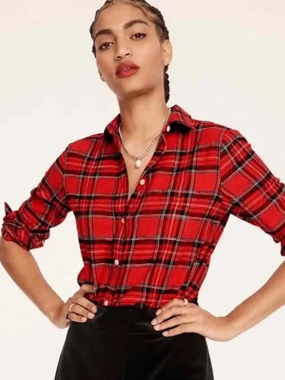 J. Crew Red and Black Plaid Flannel Shirt